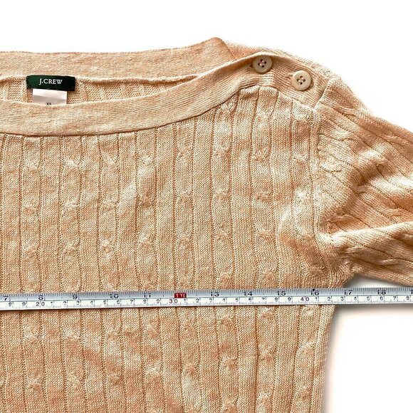 J.Crew Linen Cable Knit Sweater Size XS 3/4 Sleeves Boatneck Preppy - Picture 8 of 9